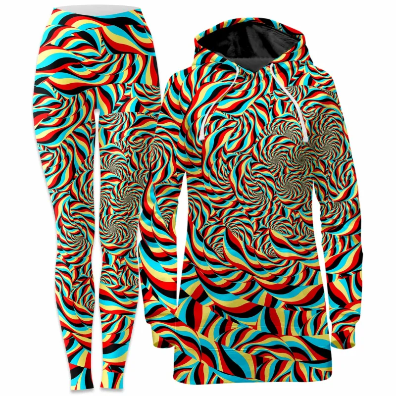 Trippy Swirl Hoodie Dress and Leggings Combo sold by iEDM