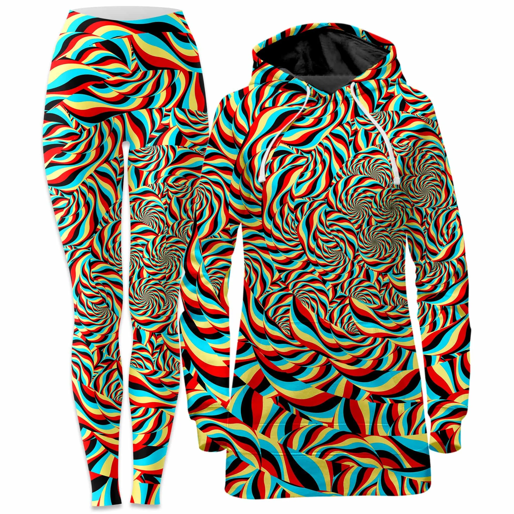 Trippy Swirl Hoodie Dress and Leggings Combo sold by iEDM