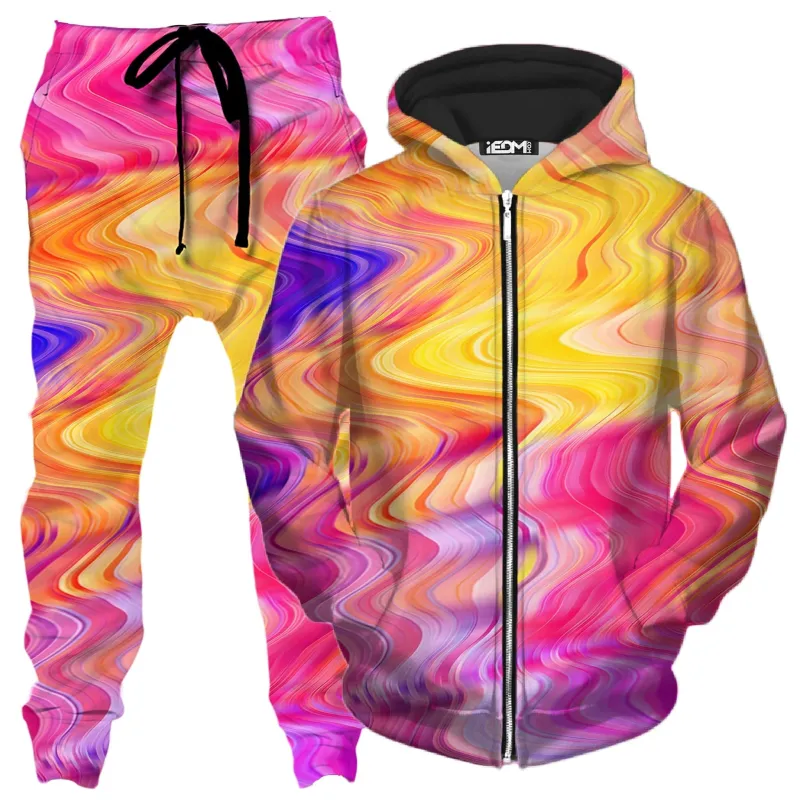 Psychedelic Aftershock Zip-Up Hoodie and Joggers Combo made by iEDM