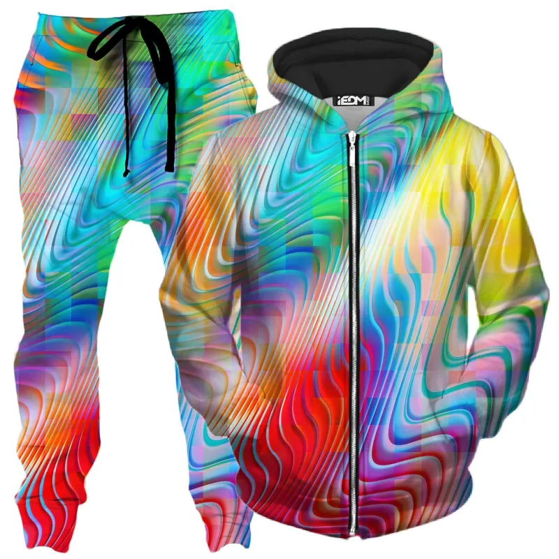 Rainbow Prism Zip-Up Hoodie and Joggers Combo sold by iEDM