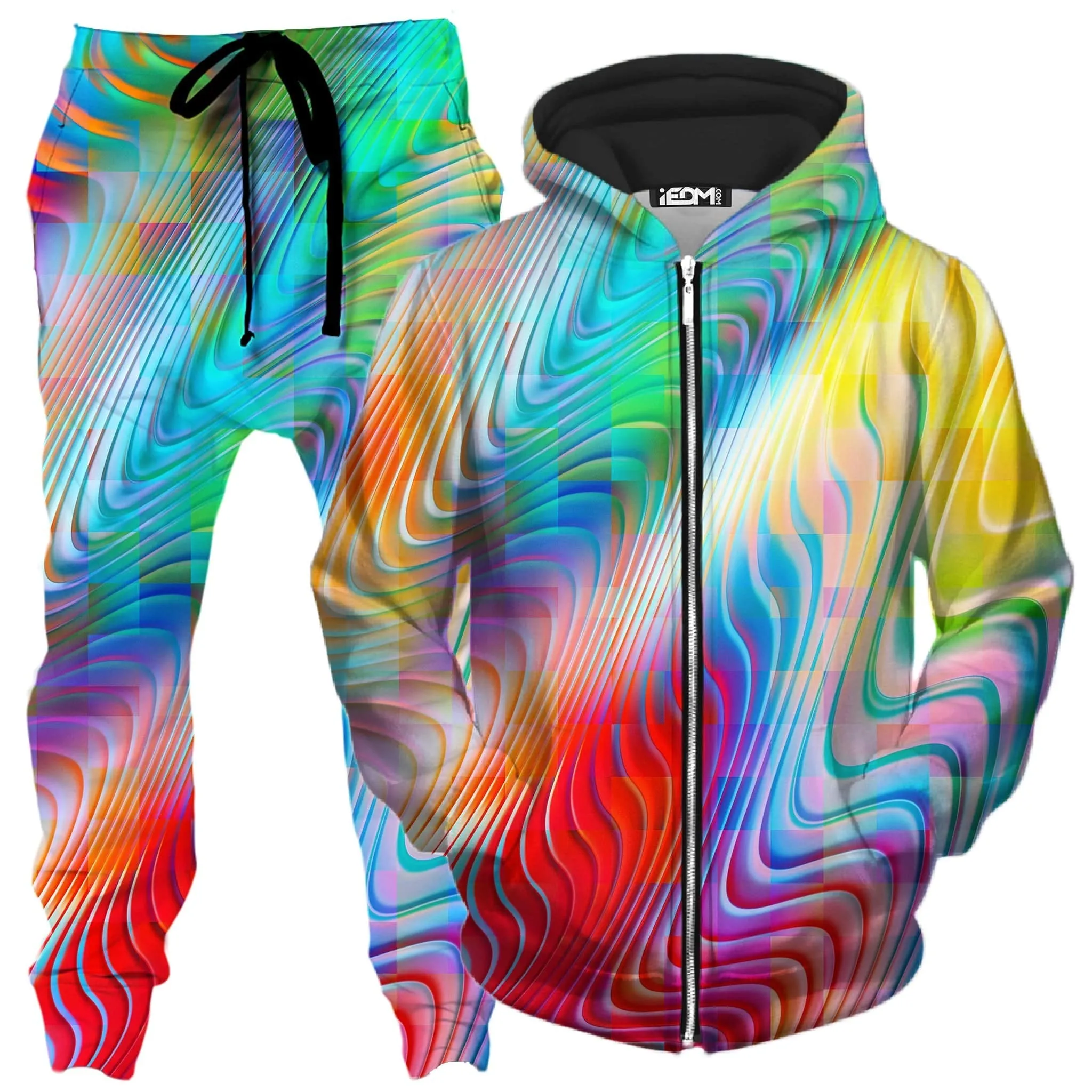 Rainbow Prism Zip-Up Hoodie and Joggers Combo sold by iEDM