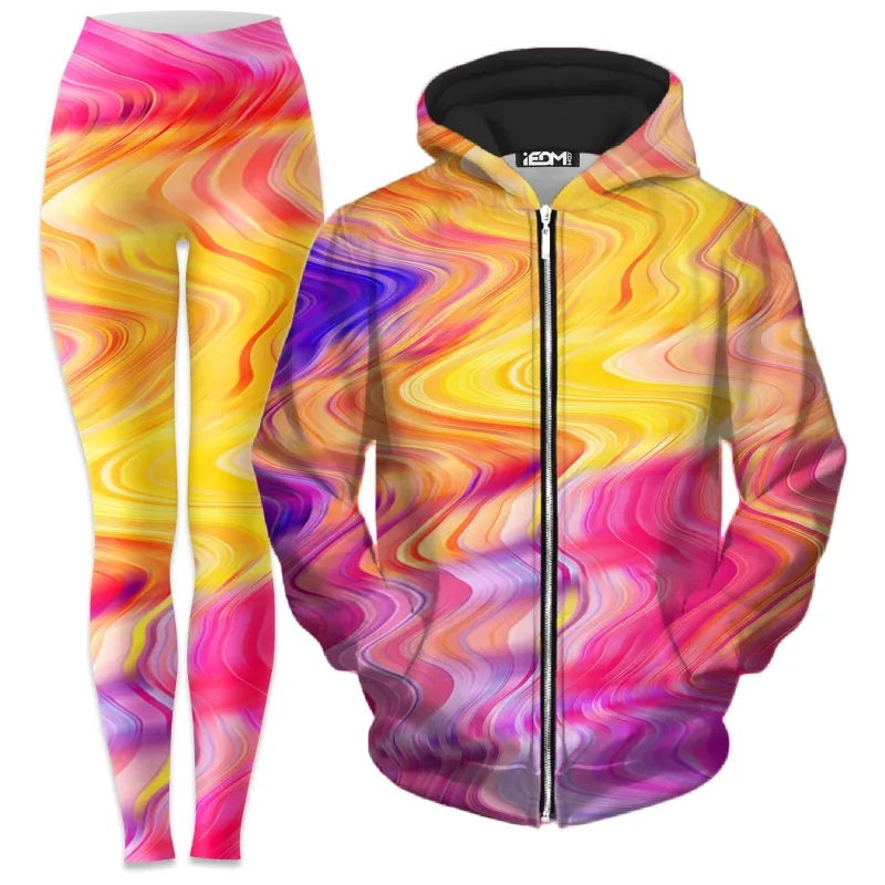 Psychedelic Aftershock Zip-Up Hoodie and Leggings Combo sold by iEDM