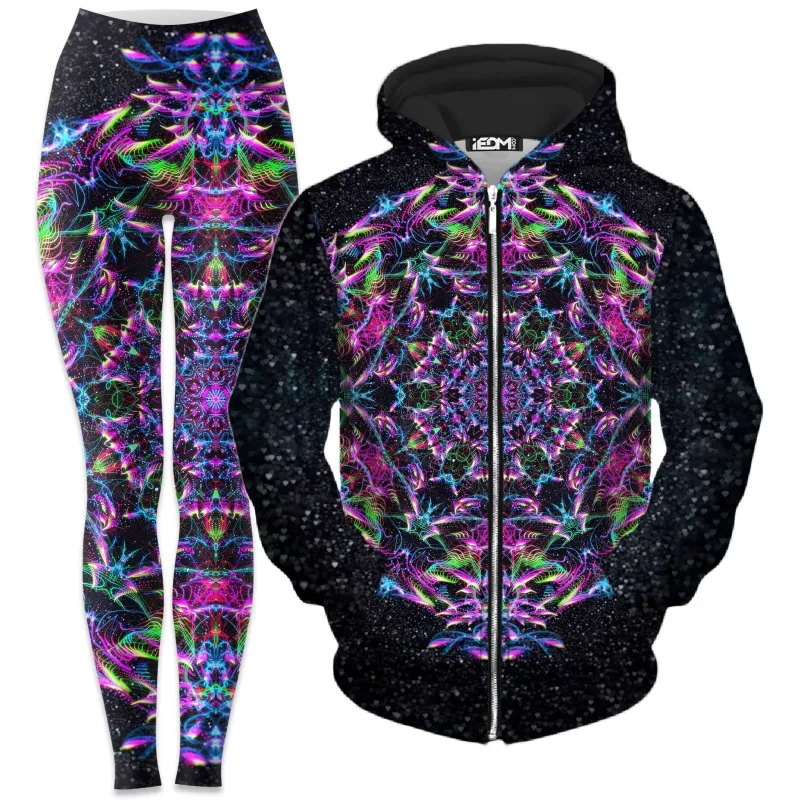 Purp Geometric Zip-Up Hoodie and Leggings Combo sold by iEDM