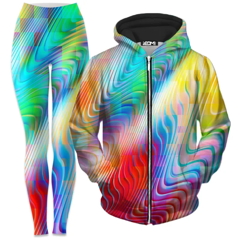 Rainbow Prism Zip-Up Hoodie and Leggings Combo sold by iEDM
