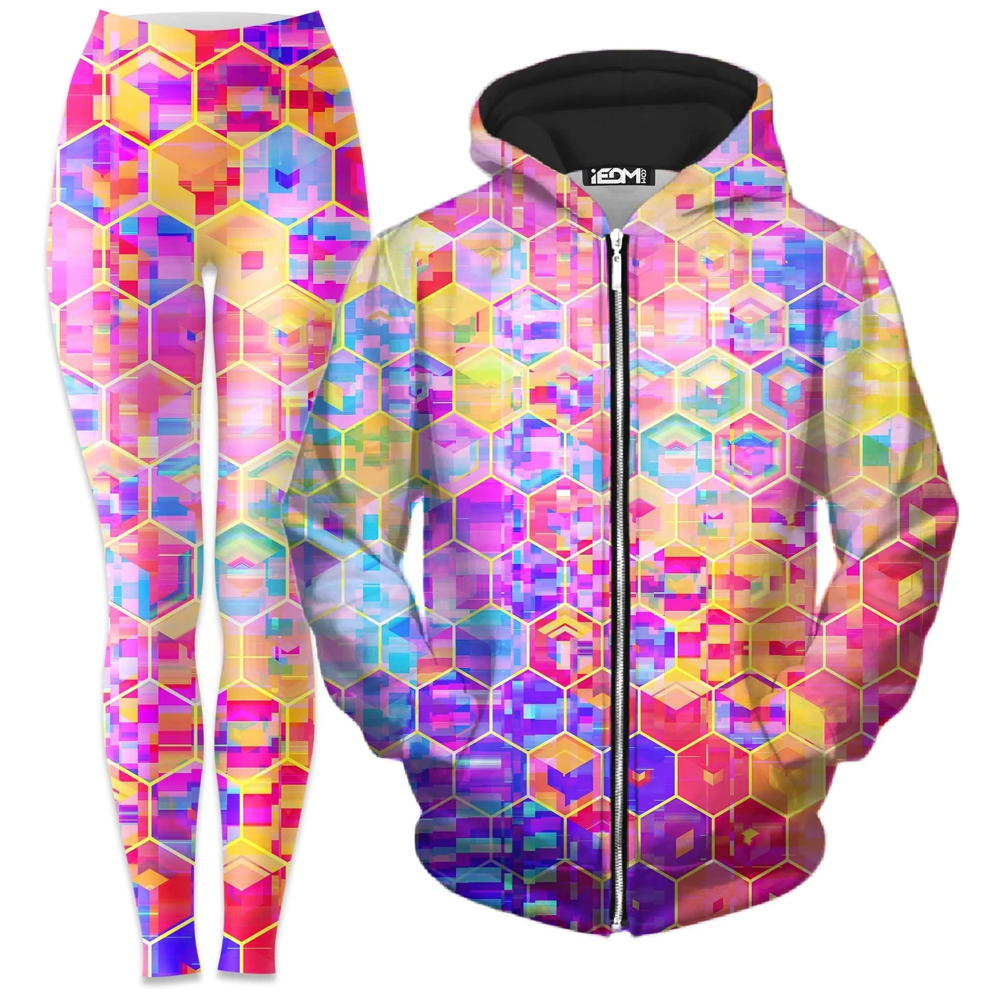 Spectral Cubes Zip-Up Hoodie and Leggings Combo sold by iEDM