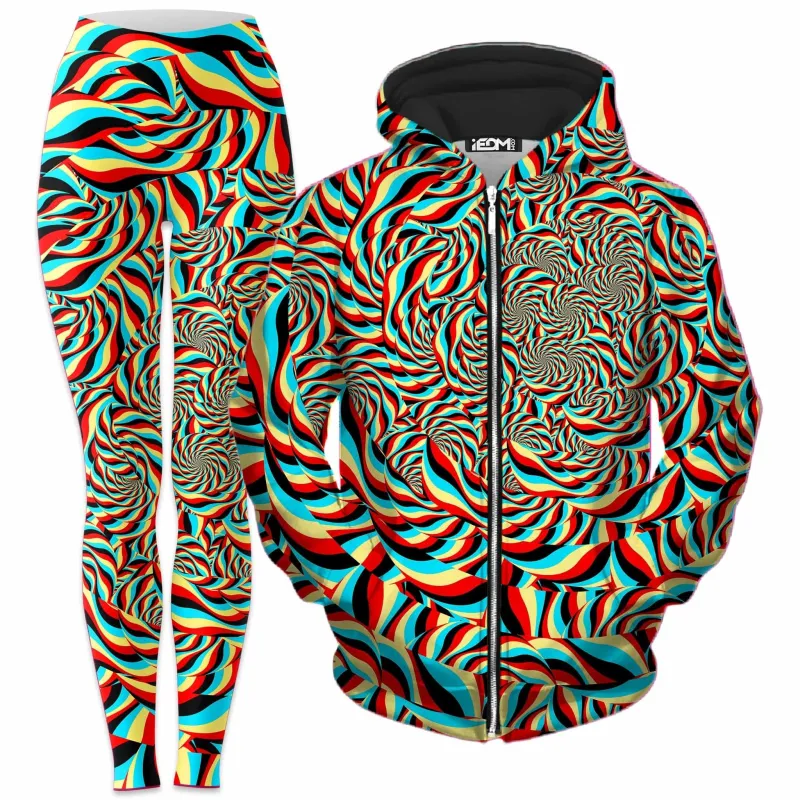 Trippy Swirl Zip-Up Hoodie and Leggings Combo sold by iEDM