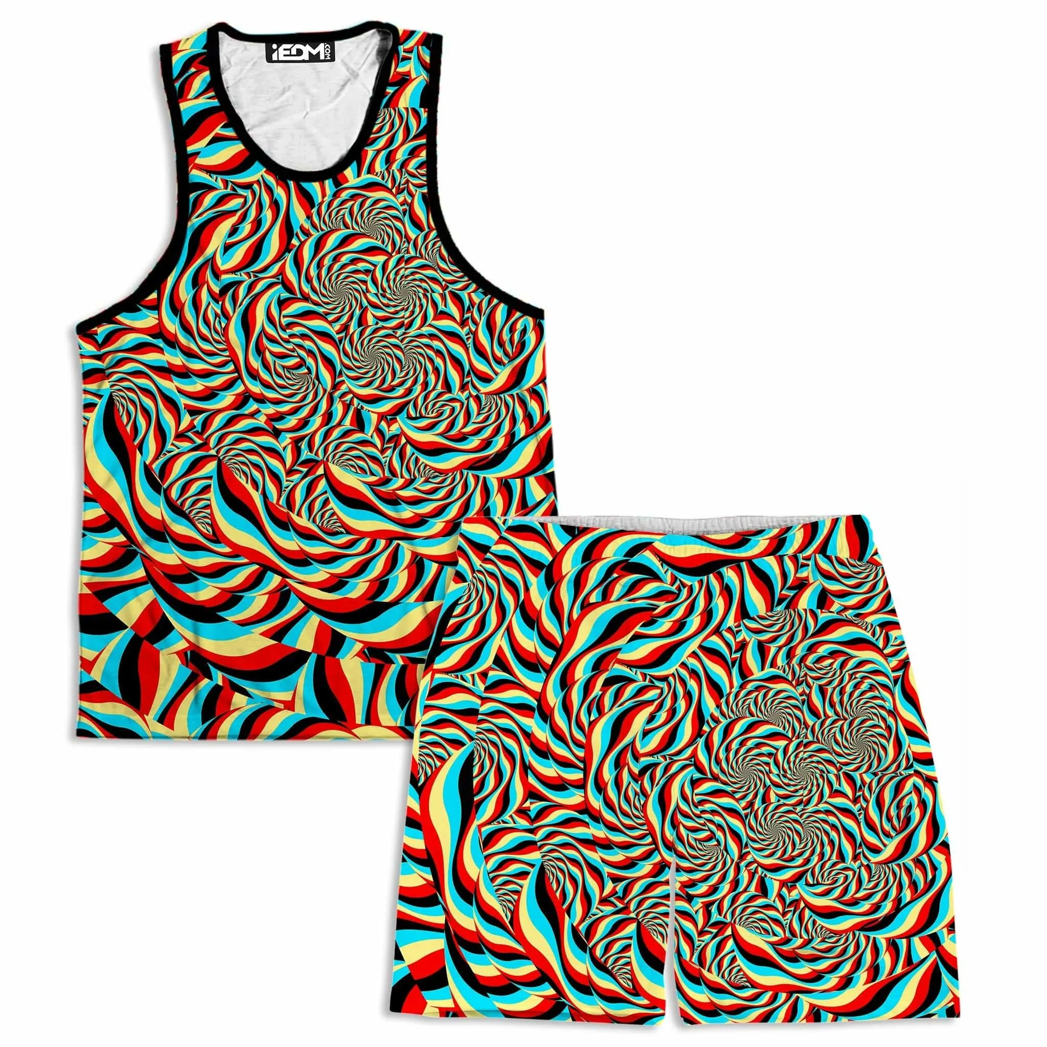 Trippy Swirl Men's Tank and Shorts Combo sold by iEDM