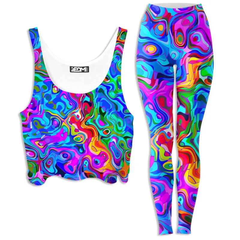 Rainbow Waves Crop Top and Leggings Combo sold by iEDM