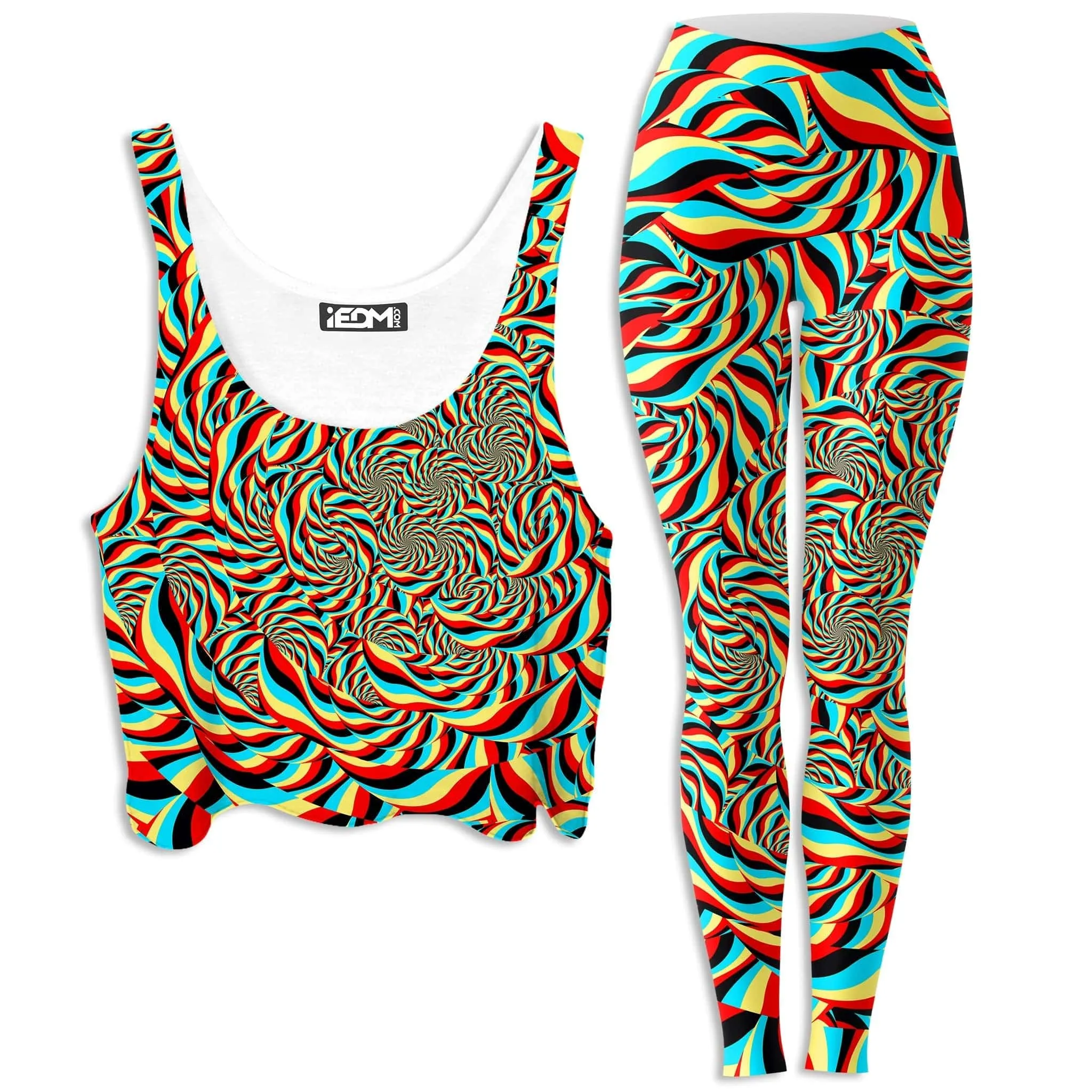 Trippy Swirl Crop Top and Leggings Combo sold by iEDM