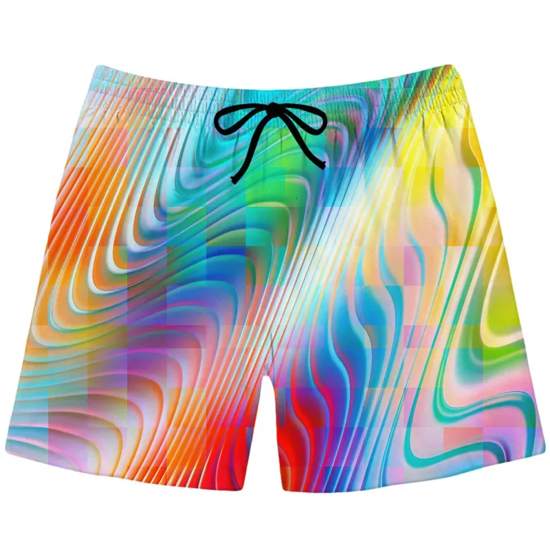 Rainbow Prism Swim Trunks sold by iEDM