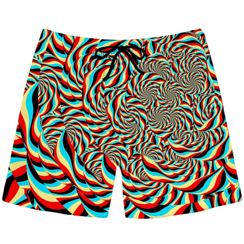 Trippy Swirl Swim Trunks sold by iEDM