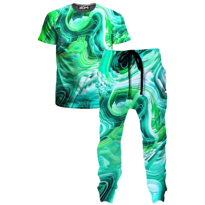 Green Schism T-Shirt and Joggers Combo made by iEDM