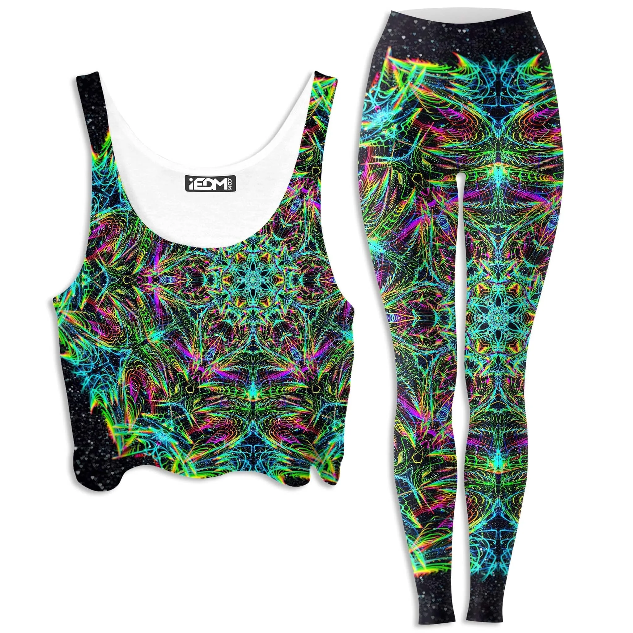 Green Warp Crop Top and Leggings Combo sold by iEDM