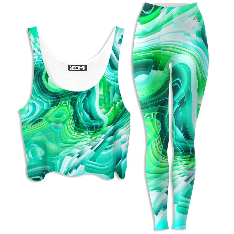 Green Schism Crop Top and Leggings Combo sold by iEDM