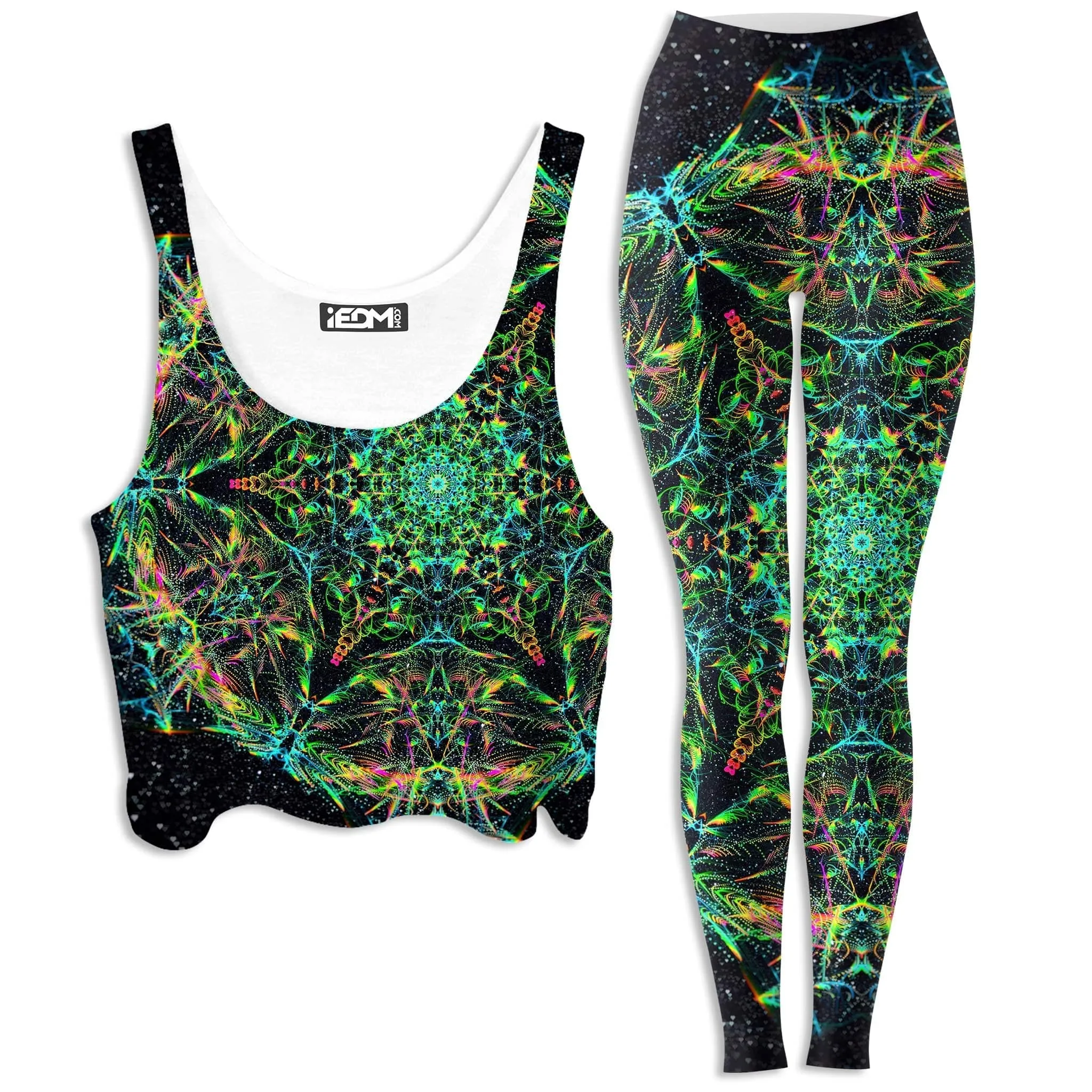 Green Prism Crop Top and Leggings Combo sold by iEDM