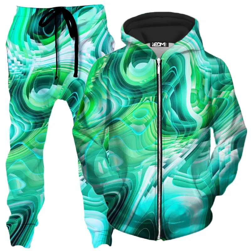 Green Schism Zip-Up Hoodie and Joggers Combo sold by iEDM