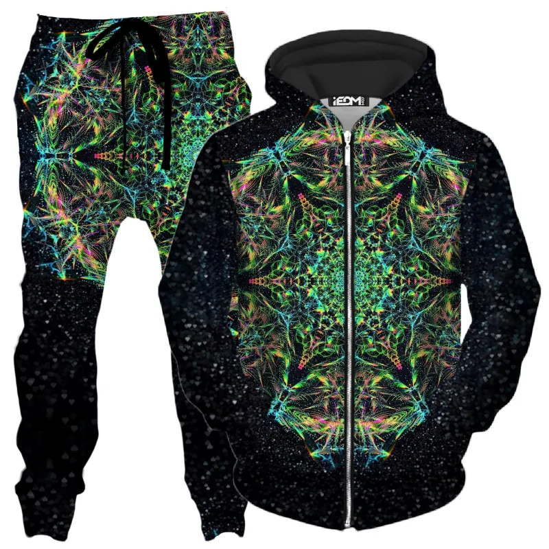 Green Prism Zip-Up Hoodie and Joggers Combo sold by iEDM
