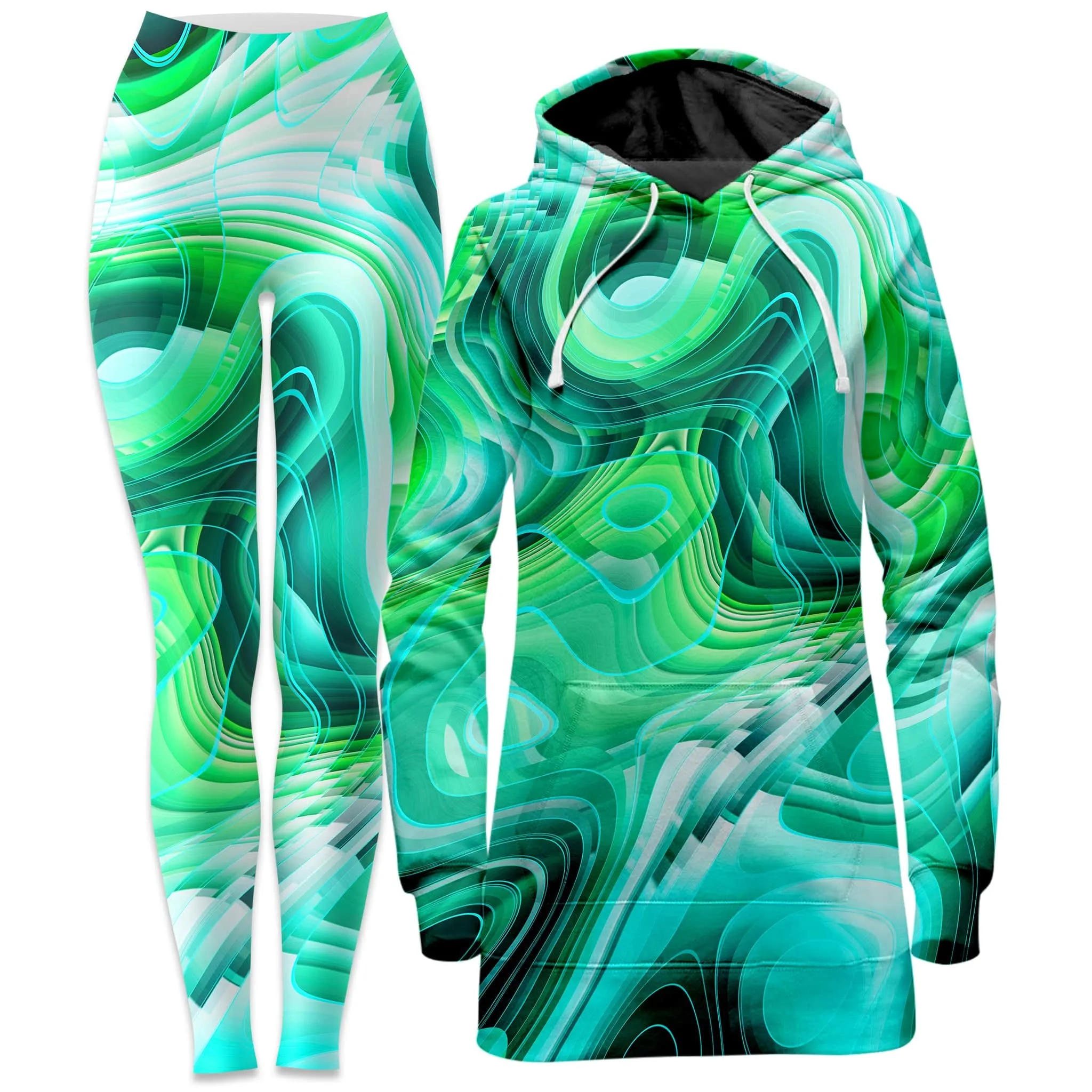 Green Schism Hoodie Dress and Leggings Combo sold by iEDM