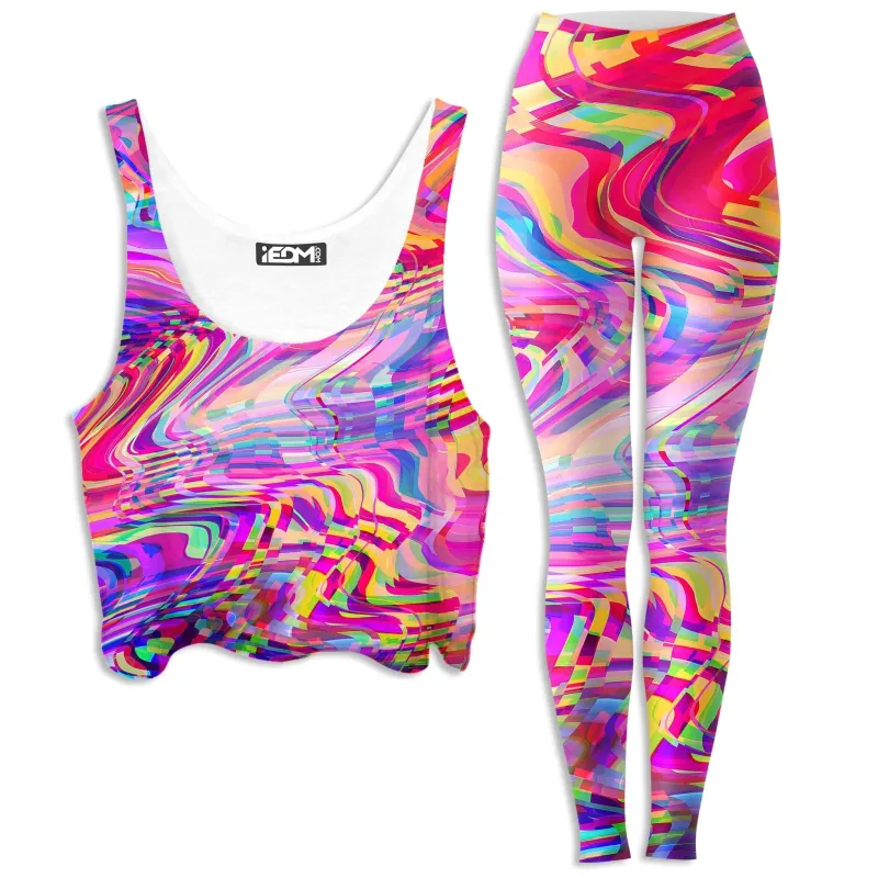 Glitch Waves Crop Top and Leggings Combo sold by iEDM
