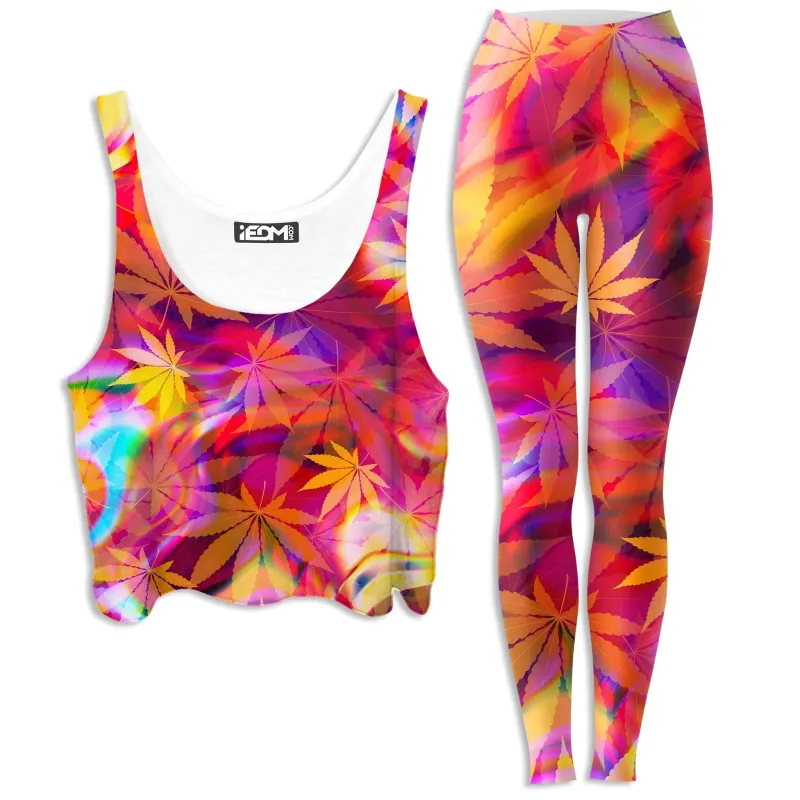 Ganja Dreamin Crop Top and Leggings Combo sold by iEDM