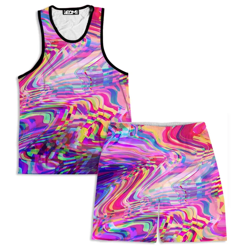Glitch Waves Men's Tank and Shorts Combo sold by iEDM