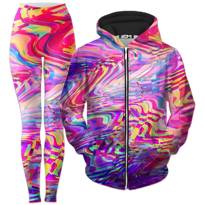 Glitch Waves Zip-Up Hoodie and Leggings Combo sold by iEDM