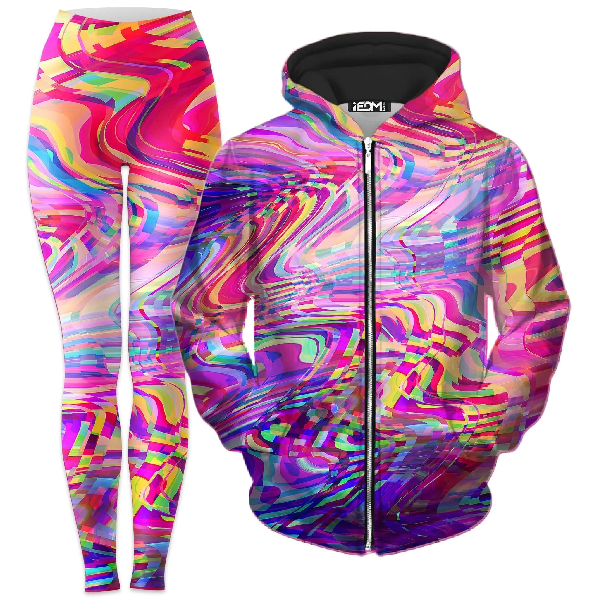 Glitch Waves Zip-Up Hoodie and Leggings Combo sold by iEDM