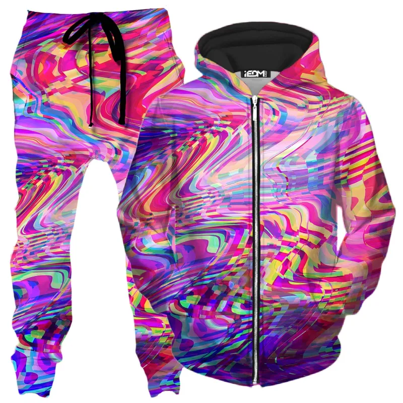 Glitch Waves Zip-Up Hoodie and Joggers Combo sold by iEDM