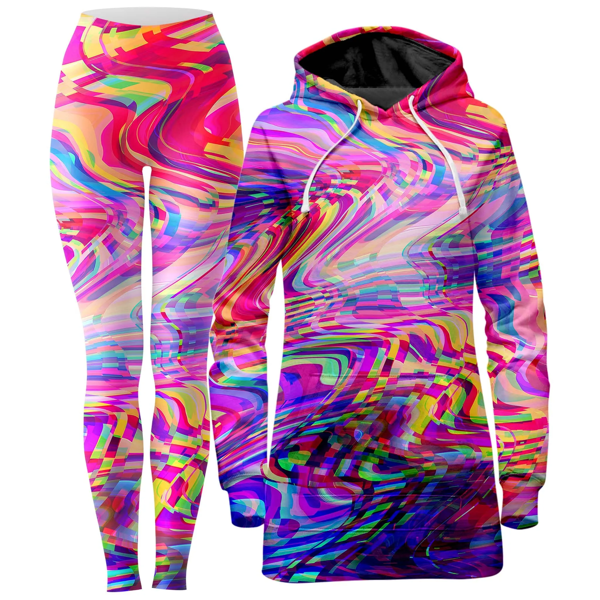 Glitch Waves Hoodie Dress and Leggings Combo sold by iEDM