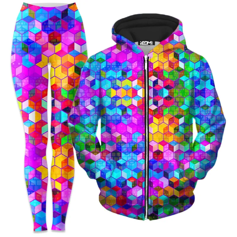Cubism Zip-Up Hoodie and Leggings Combo sold by iEDM