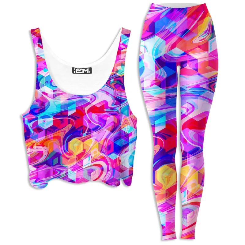 Cubic Drop Crop Top and Leggings Combo sold by iEDM