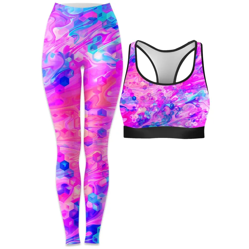 Cotton Candy Wash Rave Bra and Leggings Combo sold by iEDM