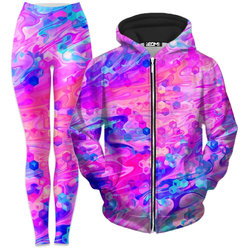 Cotton Candy Wash Zip-Up Hoodie and Leggings Combo sold by iEDM
