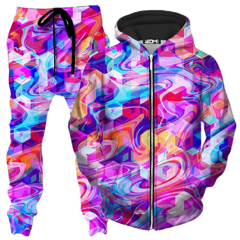 Cubic Drop Zip-Up Hoodie and Joggers Combo sold by iEDM