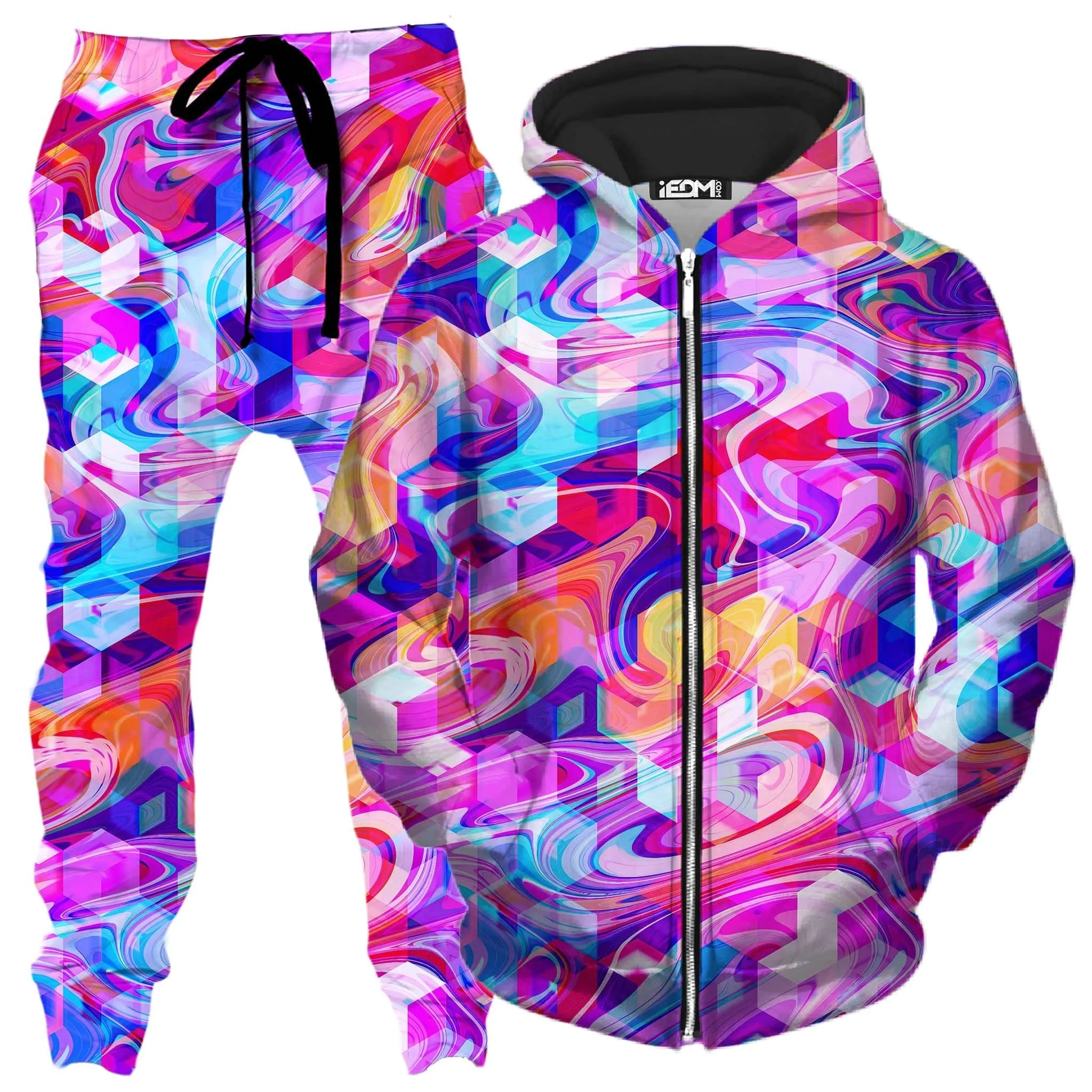 Cubic Drop Zip-Up Hoodie and Joggers Combo sold by iEDM