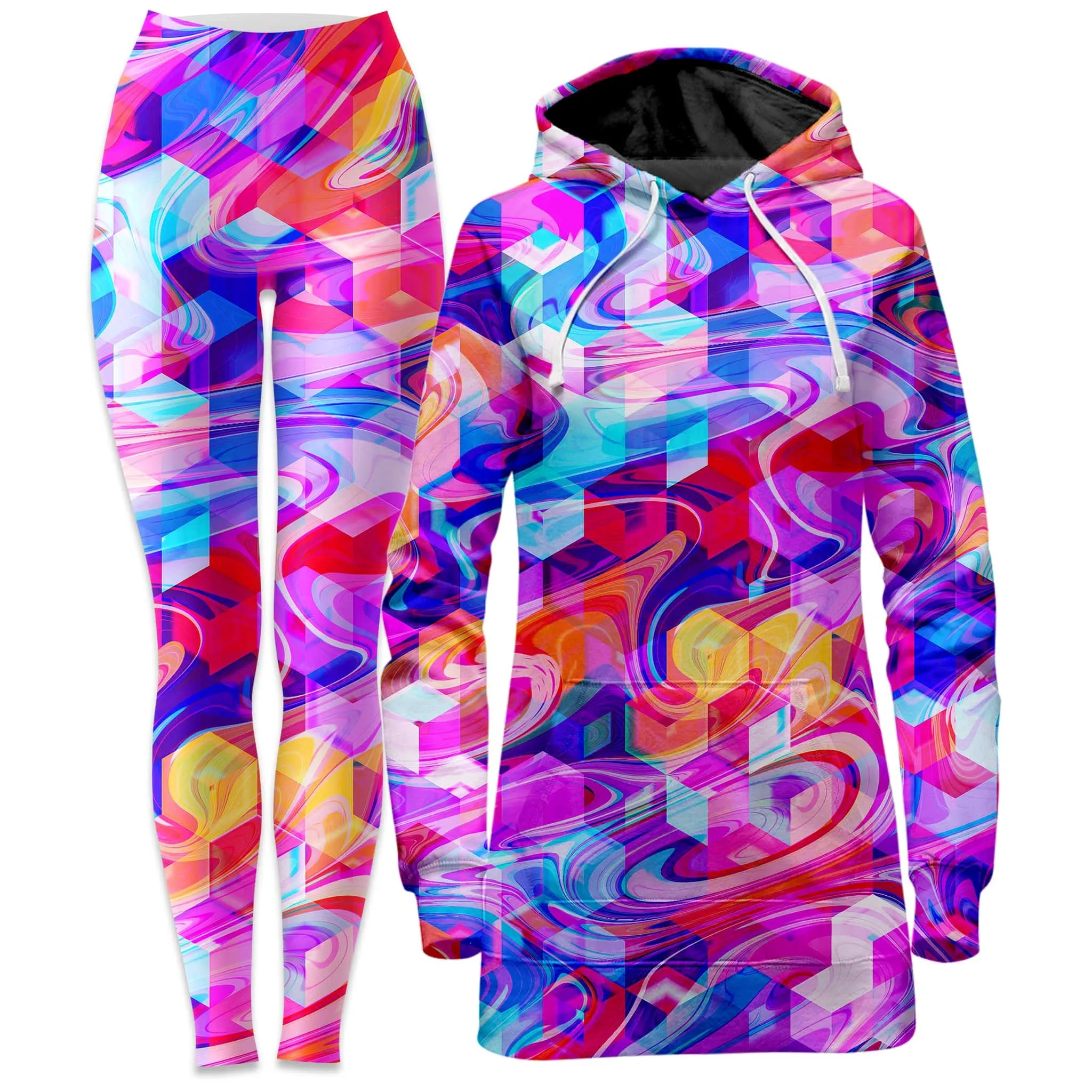 Cubic Drop Hoodie Dress and Leggings Combo sold by iEDM
