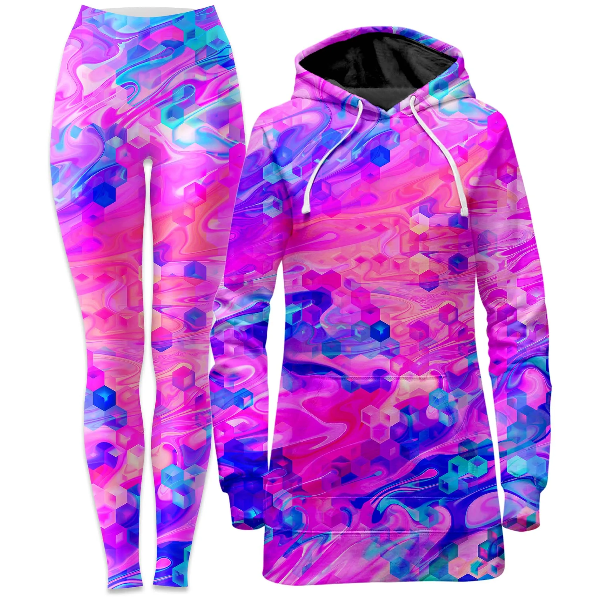 Cotton Candy Wash Hoodie Dress and Leggings Combo sold by iEDM