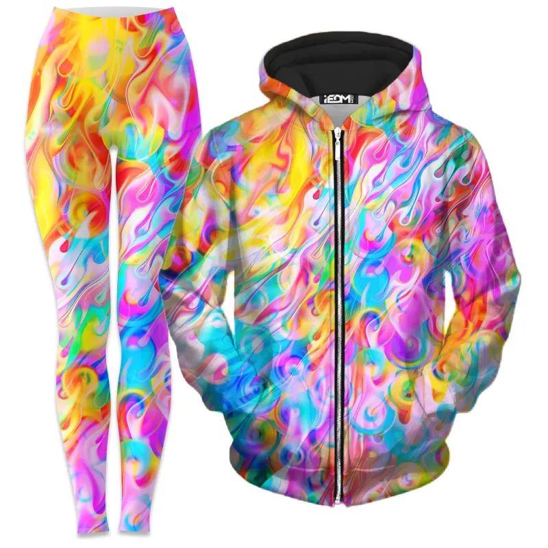 Blissful Drip Zip-Up Hoodie and Leggings Combo sold by iEDM