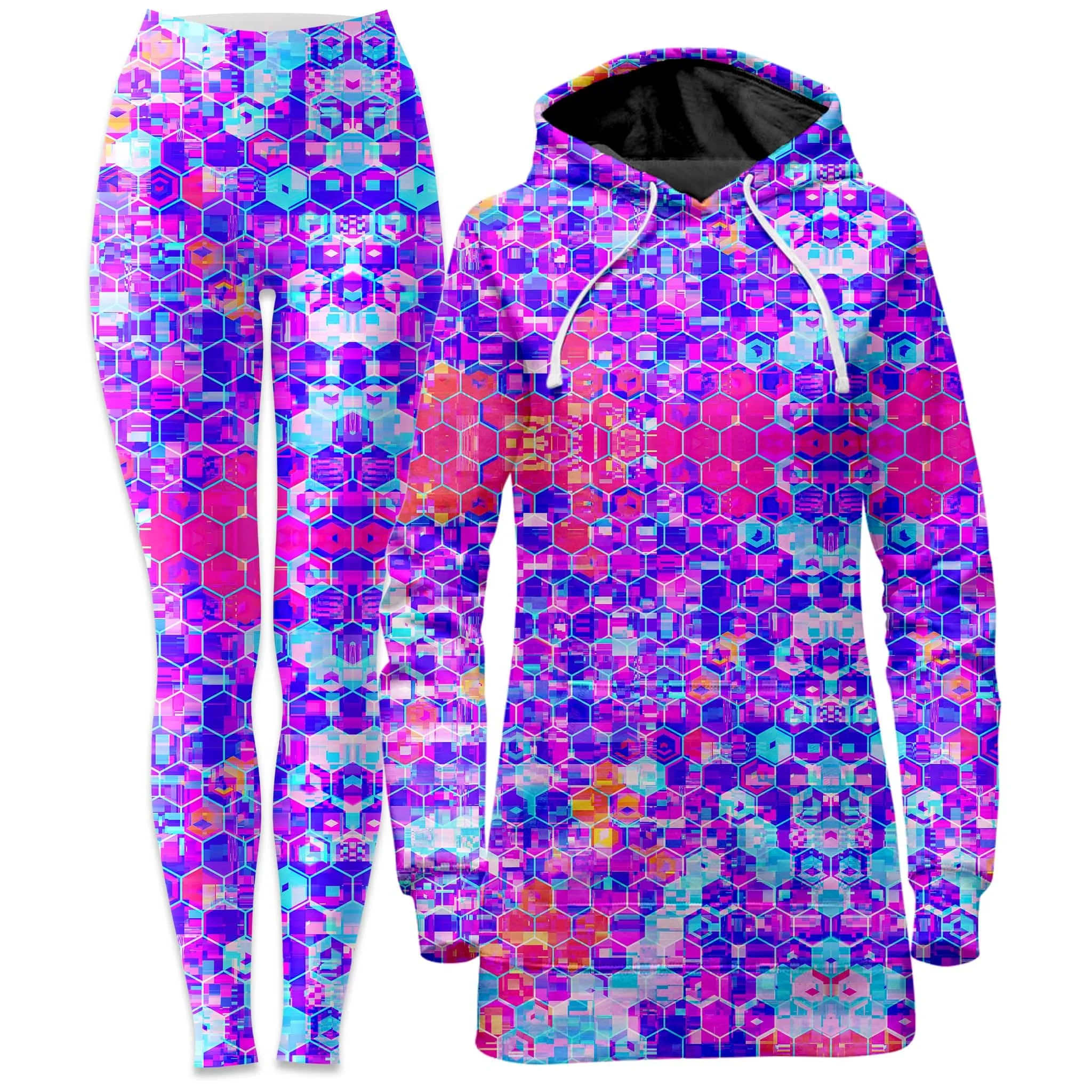 Blocks Of Life Hoodie Dress and Leggings Combo sold by iEDM