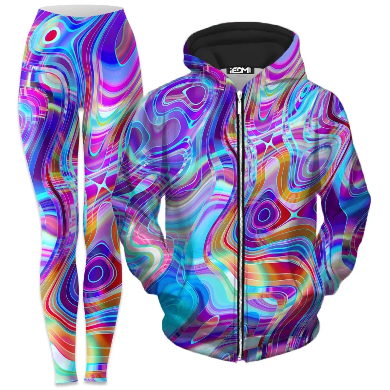 Aqua Realm Zip-Up Hoodie and Leggings Combo sold by iEDM