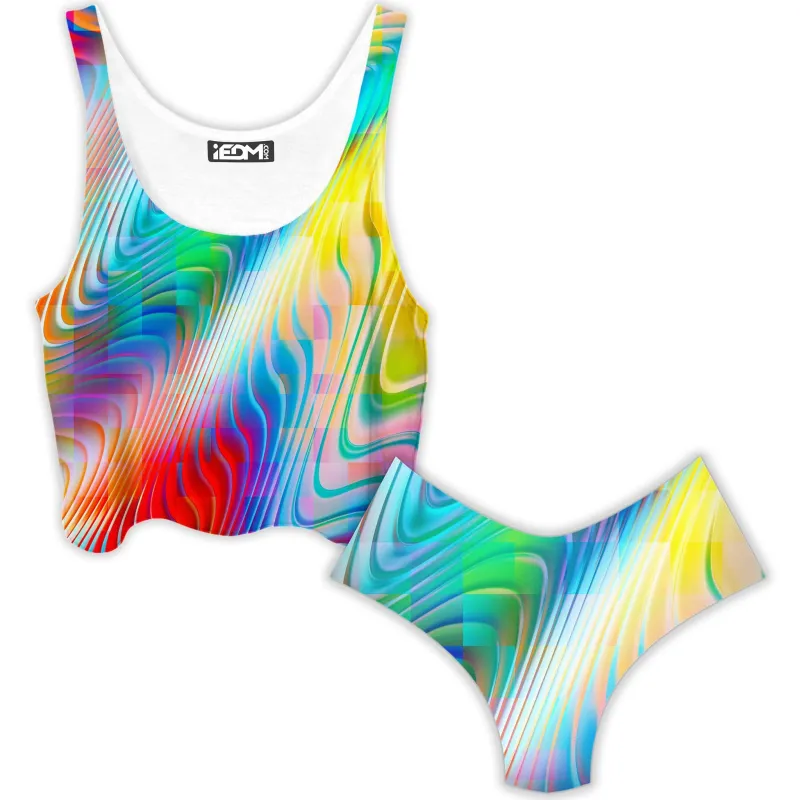 Rainbow Prism Crop Top and Booty Shorts Combo sold by iEDM
