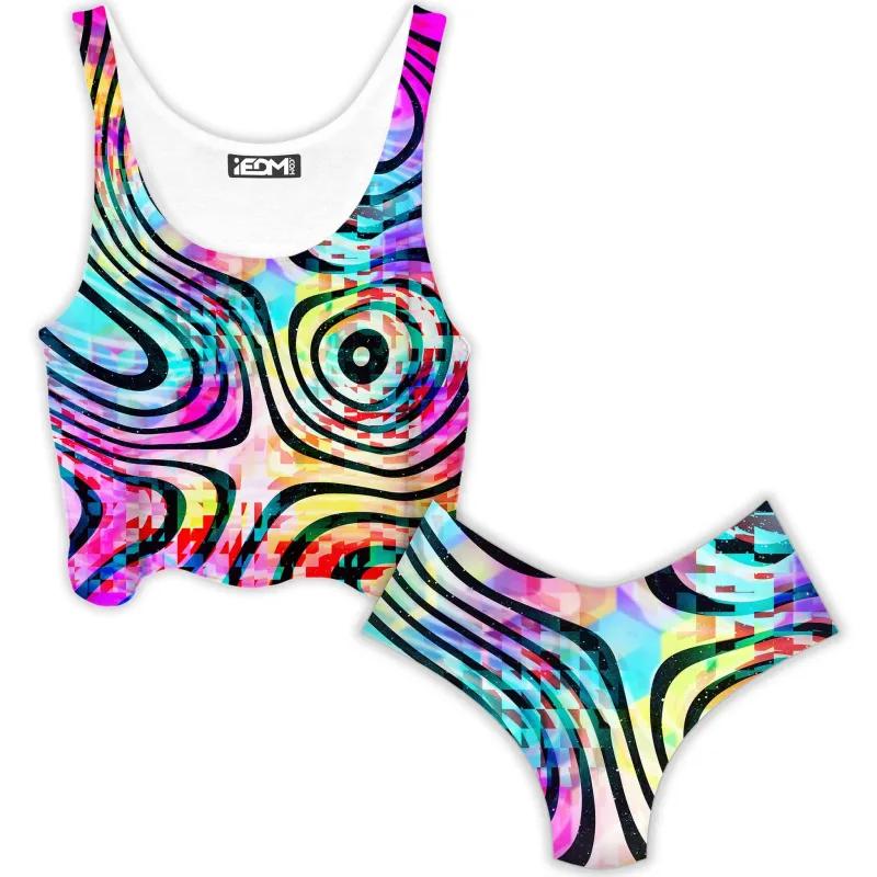 Psytrance Crop Top and Booty Shorts Combo sold by iEDM