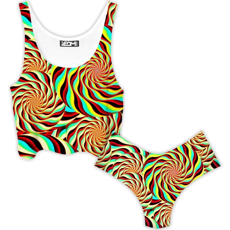 Pineal Swirl Crop Top and Booty Shorts Combo sold by iEDM