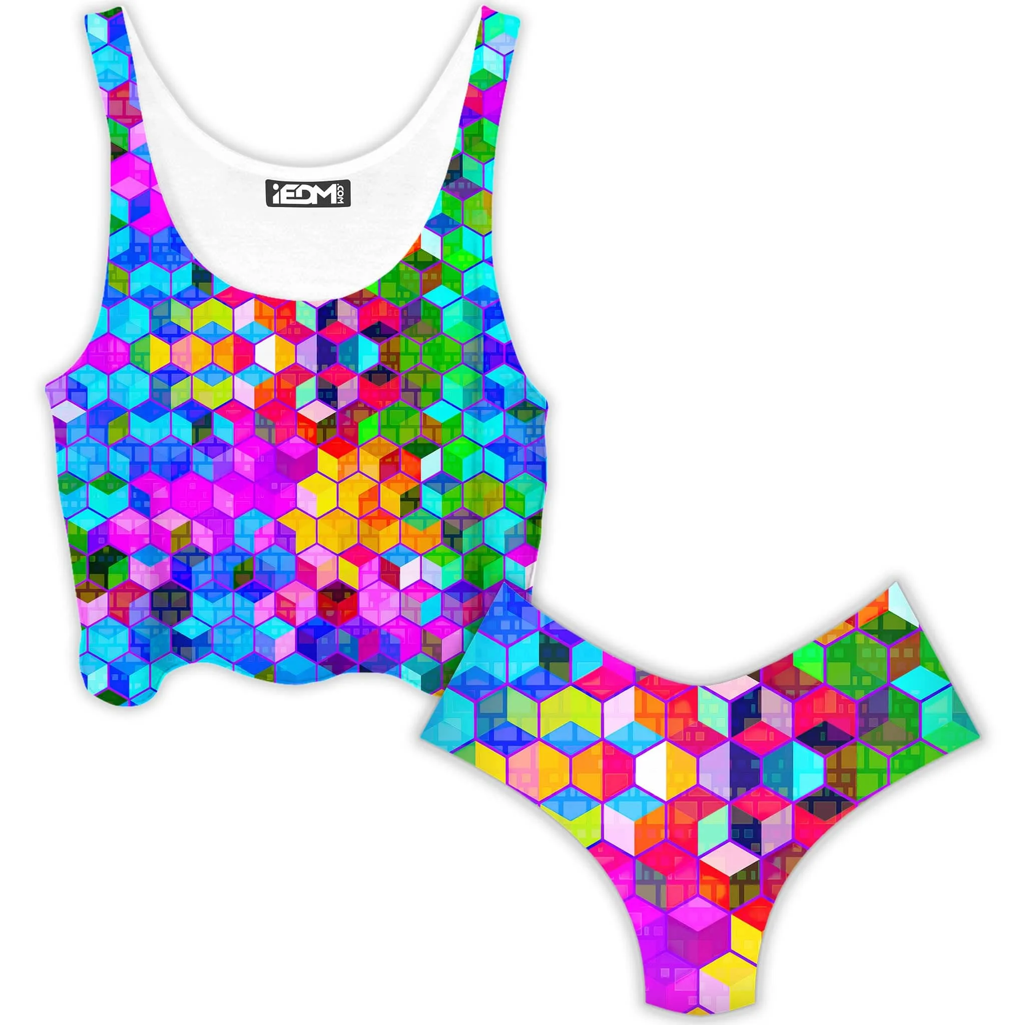 Cubism Crop Top and Booty Shorts Combo sold by iEDM
