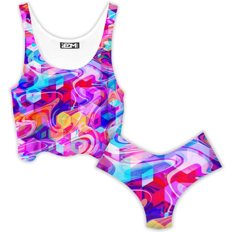 Cubic Drop Crop Top and Booty Shorts Combo sold by iEDM