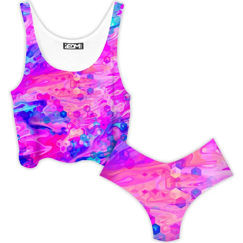 Cotton Candy Wash Crop Top and Booty Shorts Combo sold by iEDM