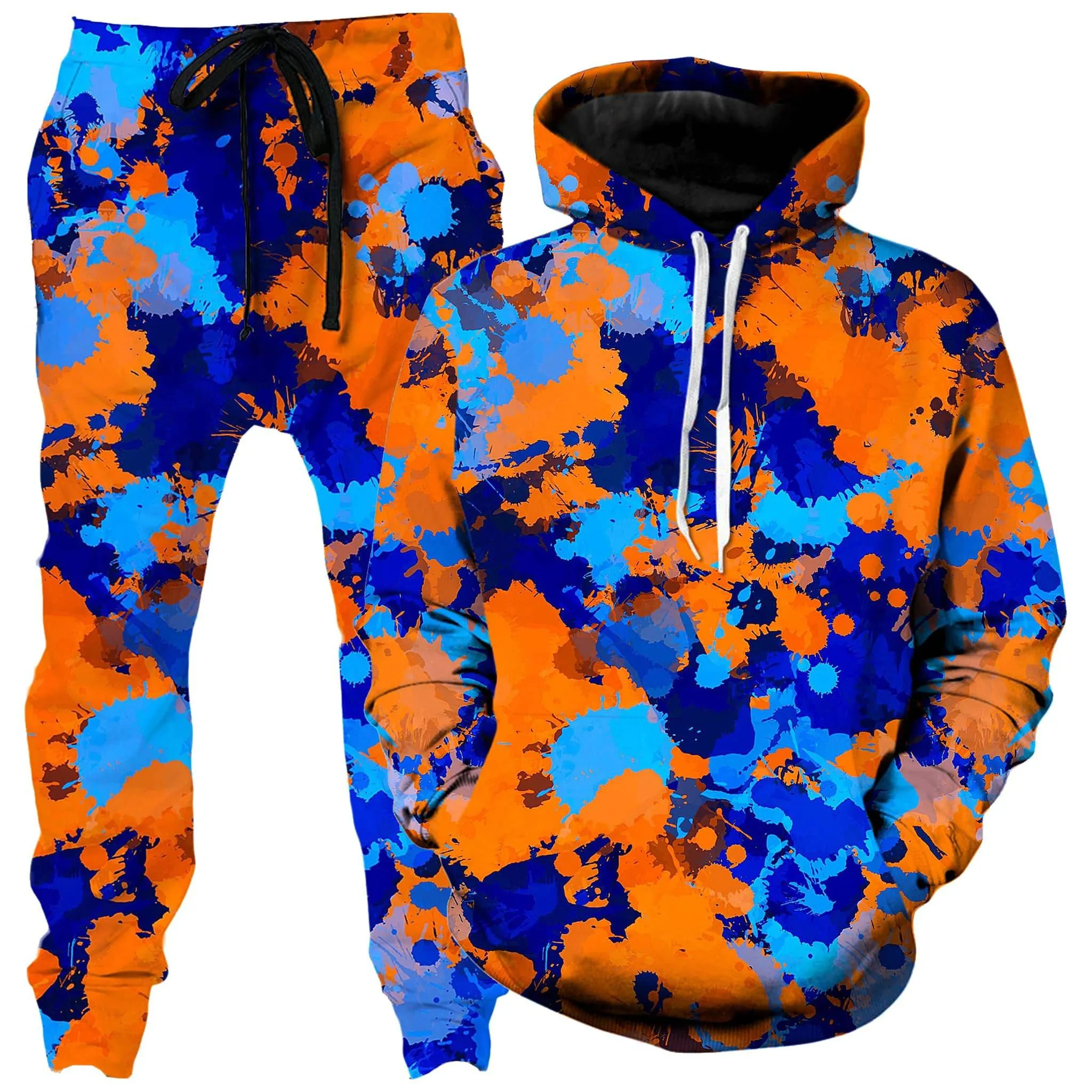 Blue And Orange Paint Splatter 2 Hoodie and Joggers Combo sold by iEDM