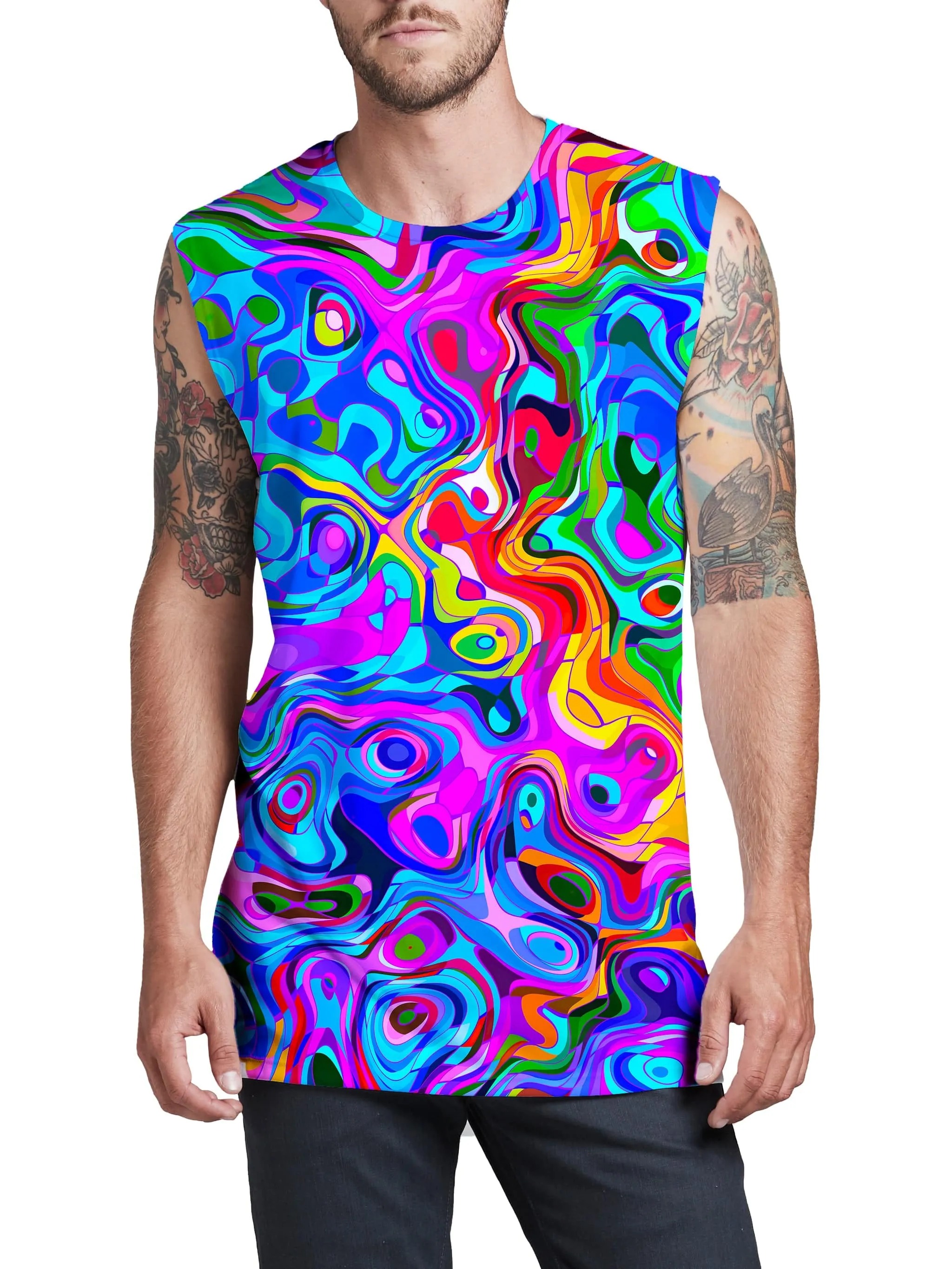 Rainbow Waves Men's Muscle Tank sold by iEDM