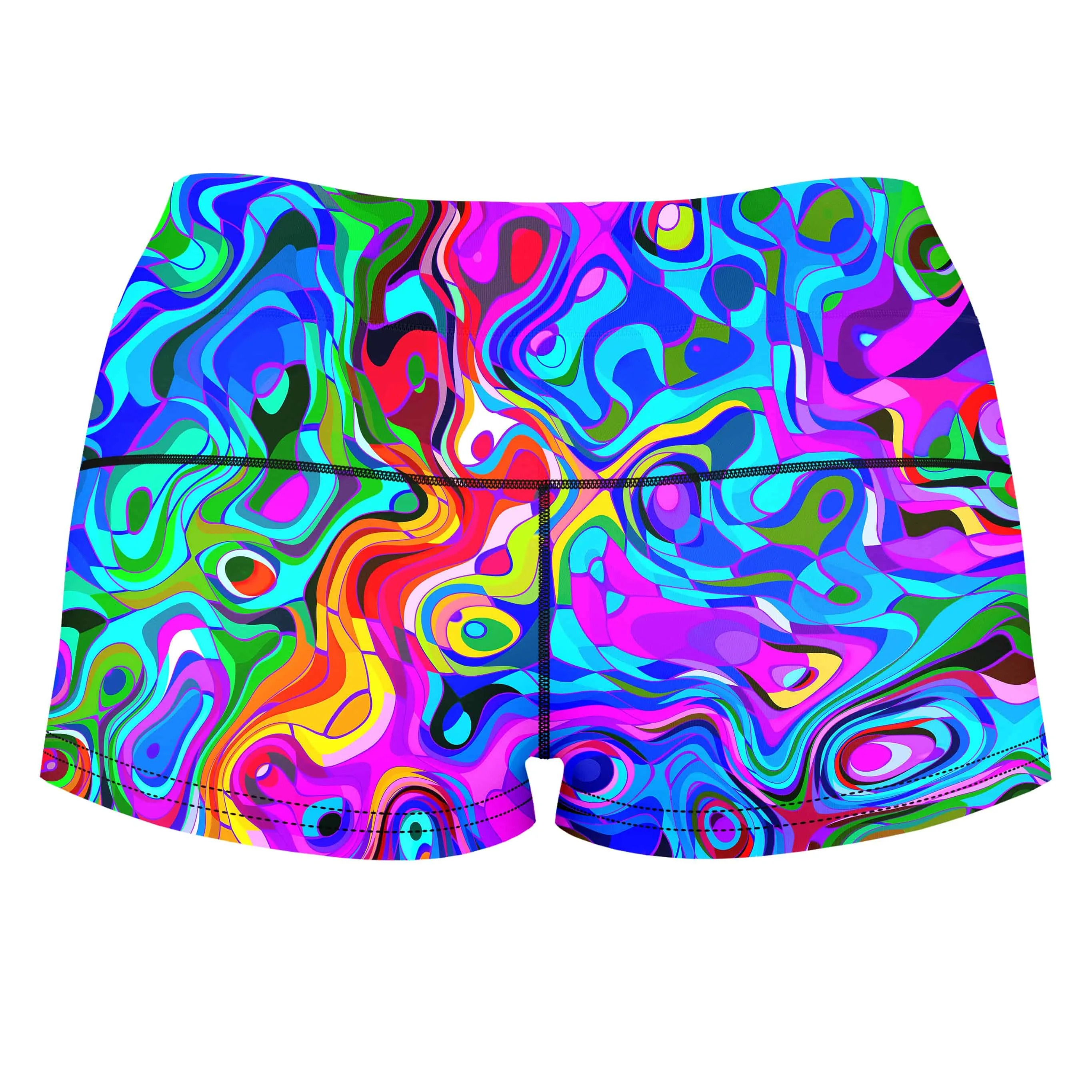 Rainbow Waves High-Waisted Women's Shorts sold by iEDM product image thumbnail 2