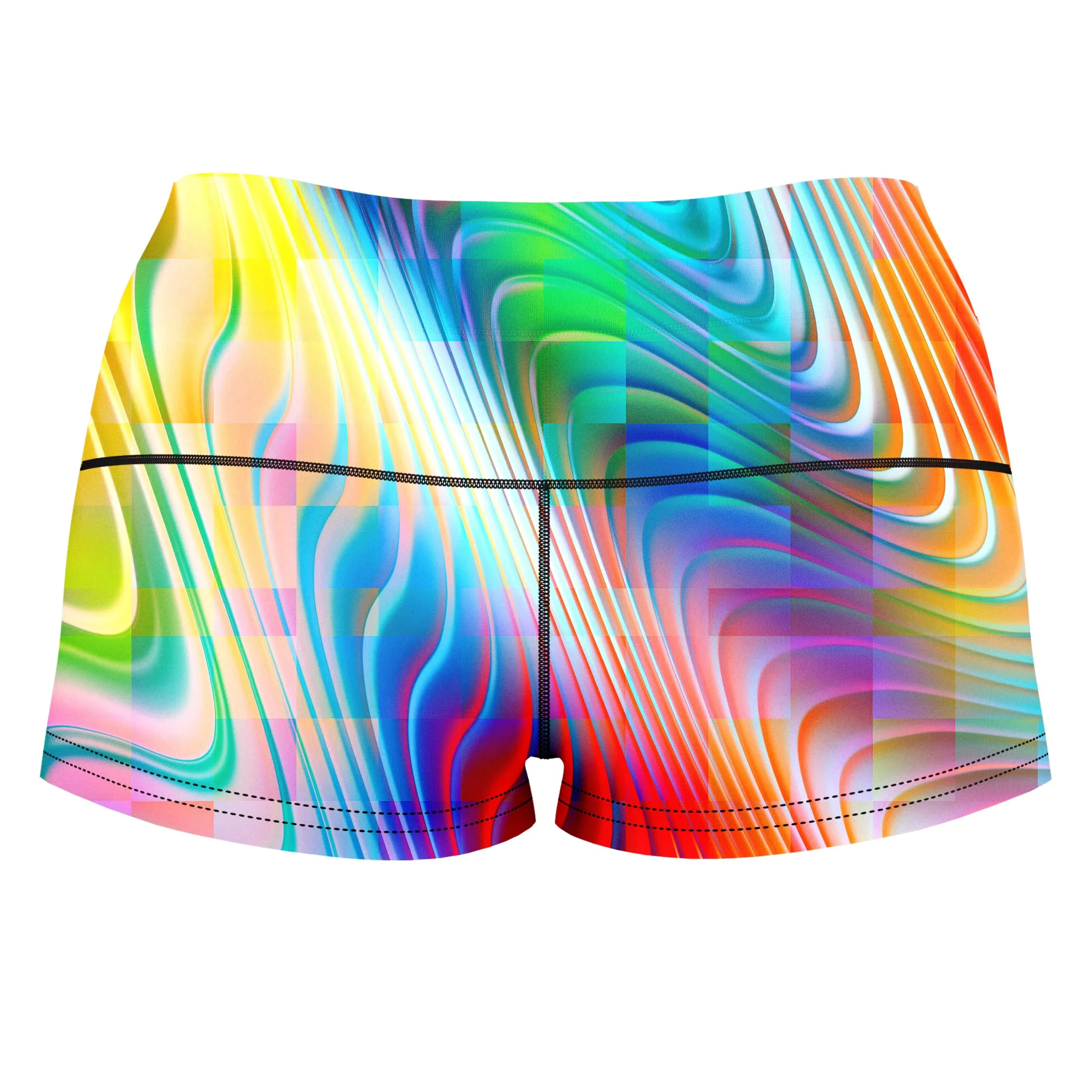 Rainbow Prism High-Waisted Women's Shorts sold by iEDM product image thumbnail 2